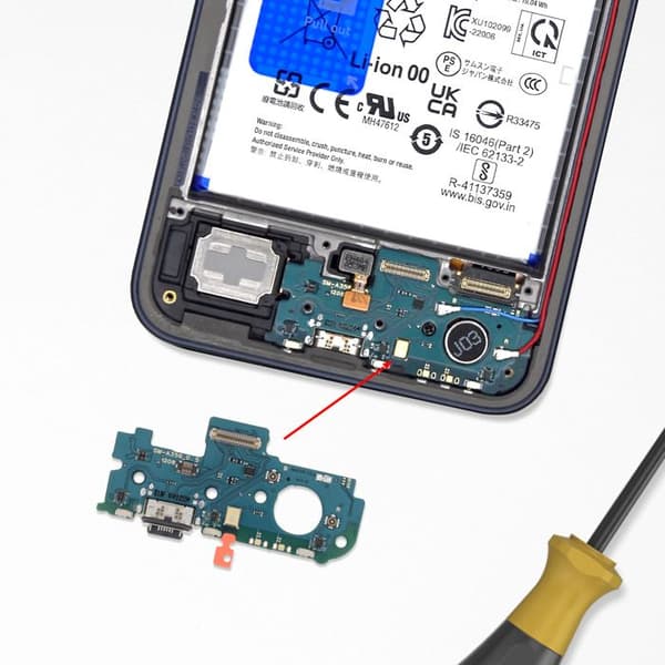 USB-C Opladerstik Kompatibel med Samsung Galaxy A35 med Mikrofon Blå Blå