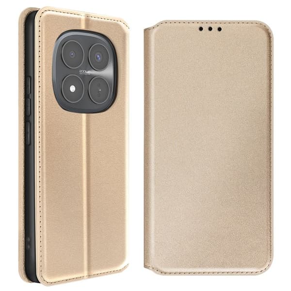 Foliofodral för Redmi Note 15 Pro Plus 5G med kortfack och guldstöd Gul