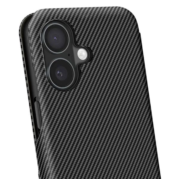 Smartphonefoder - iPhone 16 - Kolfiber - Videostöd - Anti-RFID Svart Svart