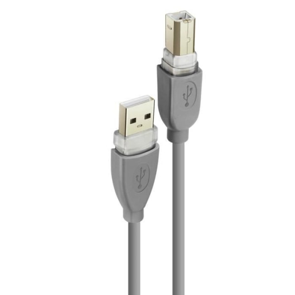 USB-A 2.0 - USB-B 2.0 -kaapeli Nopea siirto Vakaa yhteys 1,8 m LinQ Grey