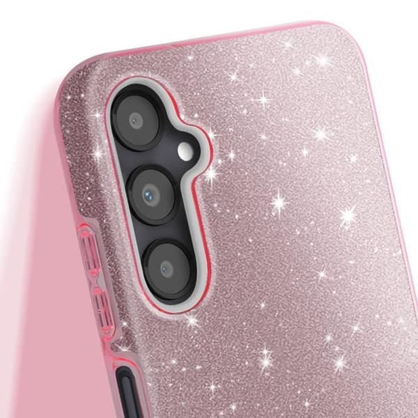 Glitter Skal - Samsung - Galaxy A05S - Stöttålig - Glittrande - Rosa Rosa