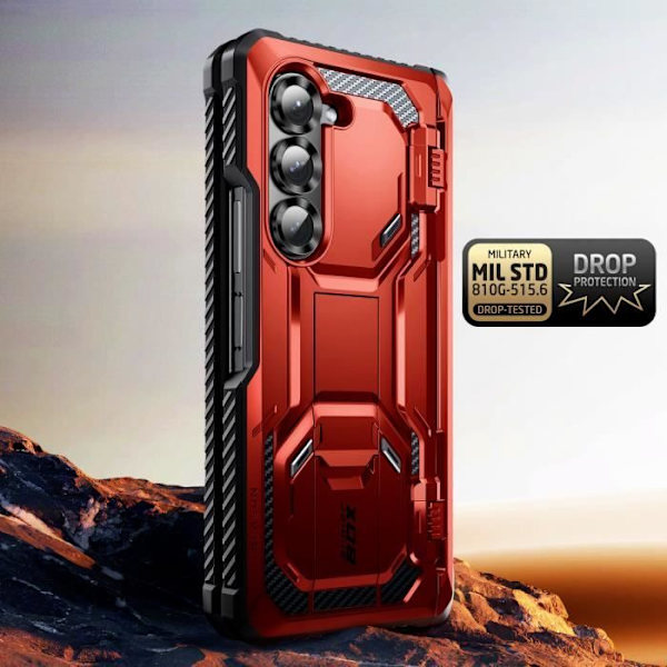 Carbon Case til Samsung Z Fold 6 - I-BLASON - Stødsikker Fuld beskyttelse - Rød Röd