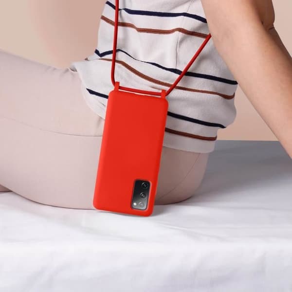 Coque - AVIZAR - Samsung Galaxy S20 FE - Röd - Rem 80cm - Semi-styv Röd