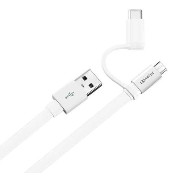 Kabel 2 i 1 mikro-USB / USB-C Laddningssynkronisering 1,5 m Original Huawei Vit Vit