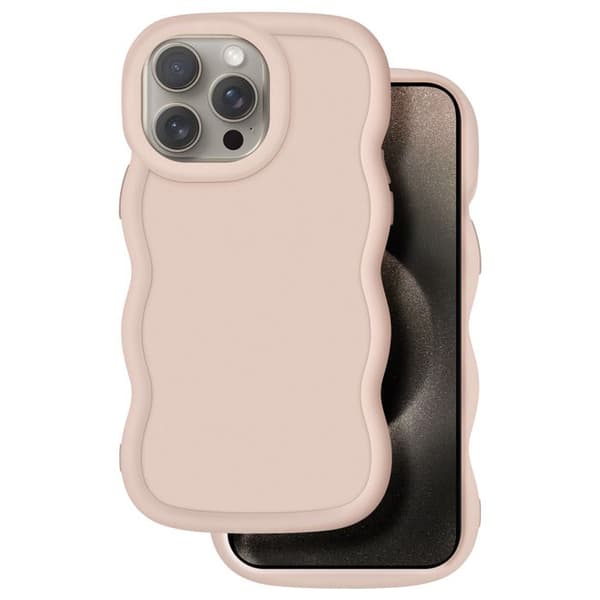 Coque för iPhone 15 Pro Silikon Stötresistent Candy Beige-serie Beige