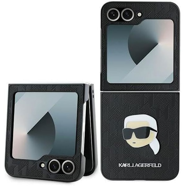 Karl Lagerfeld Saffiano Monogram Kuori Samsung Galaxy Z Flip 6 Musta - KLHCZF6PGKSKIHK
