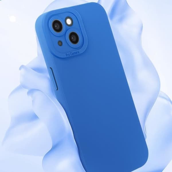 Skal till iPhone 15 Plus - AVIZAR - Matt silikon - Kameraskydd - Blå Blå