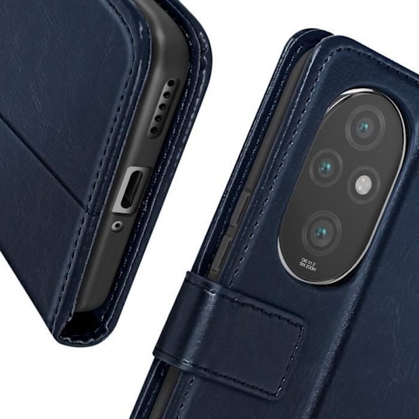 Flip Case for Honor 200 Pro Wallet Video Support Midnight Blue - AVIZAR - Puolijäykkä - Synteettinen - Sileä Blå