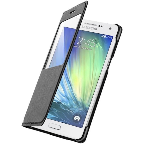 Fönsterfodral - Samsung - Galaxy A5 - Svart skydd - Halvstyvt skal - Syntetisk klaff Svart