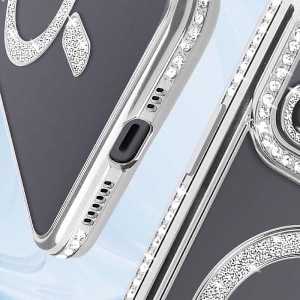 Timanttikotelo iPhone 12:lle - AVIZAR - Hopeinen tekojalokivi ääriviivat - Jäykkä - Synteettinen - Sekalainen Grå