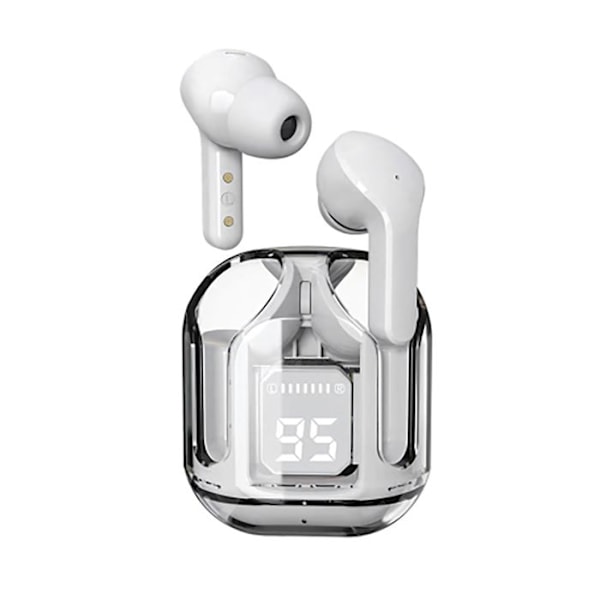Trådløse TWS-høretelefoner Bluetooth 5.3 Chrystal LED-display Ledwood Hvid Vit