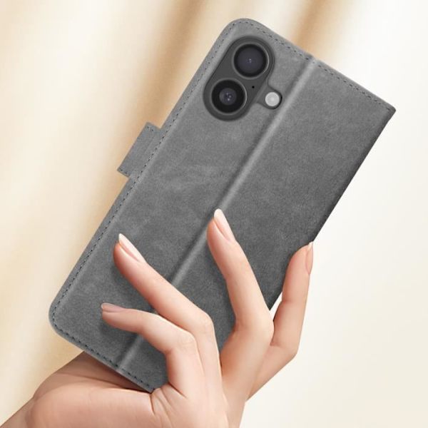 Fodral för iPhone 16 Plus - AVIZAR - Portföljskydd - Video Stöds - Grå - Syntetisk Grå