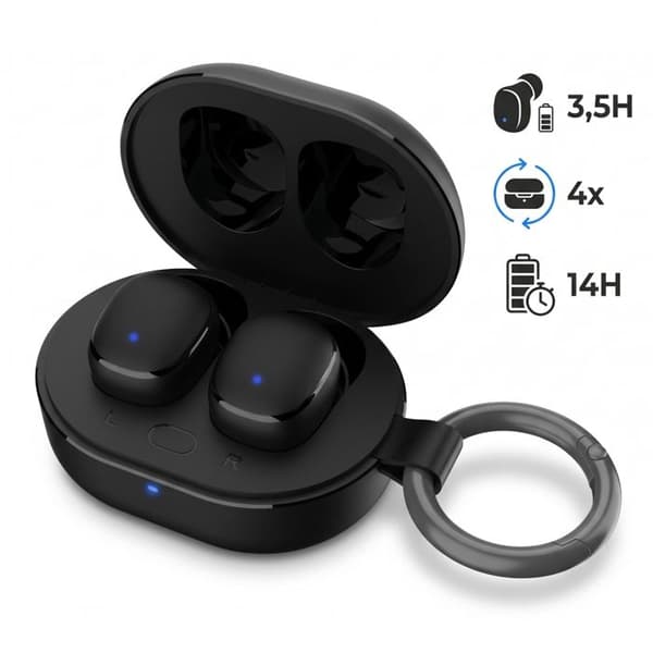 Langattomat TWS Bluetooth -kuulokkeet FlowBuds 6.0 latauskotelolla 3mk musta Svart