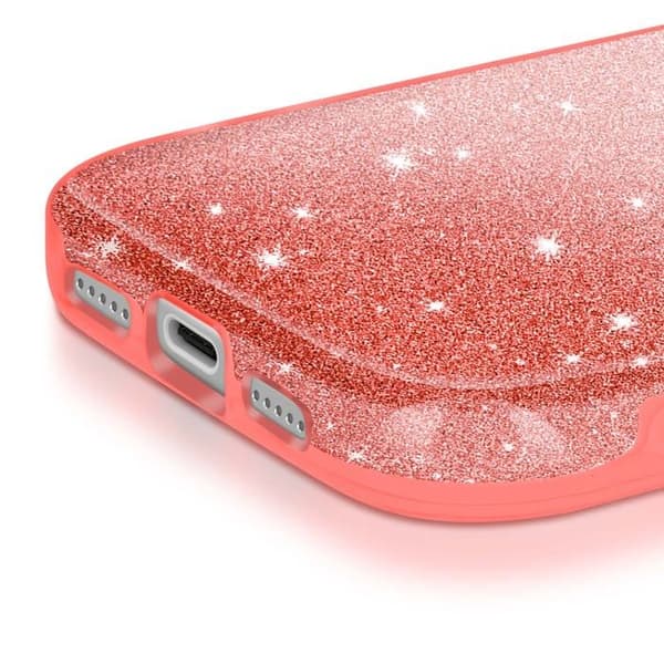 Skydd för iPhone 17 Pro med två material och glittrig finish i röd Röd