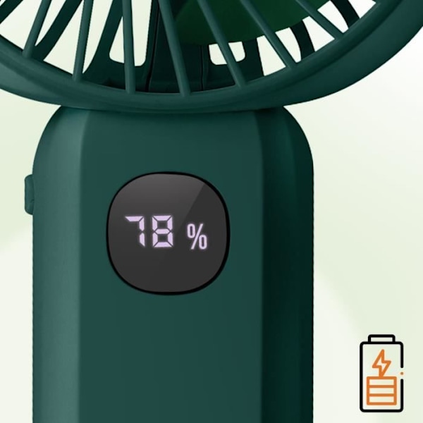 Mini Silent kannettava tuuletin LED-näyttö ja integroitu LinQ Green -lamppu Grön