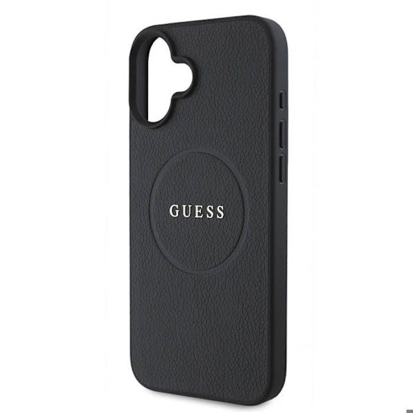 Skal till iPhone 16 Plus - Guess Grained Gold Ring MagSafe (GUHMP16MPGHSMMK) - Svart