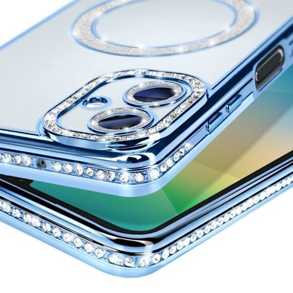 Coque Diamant til Samsung Galaxy A06 MagSafe Kontur Strass Blå Lys Blå