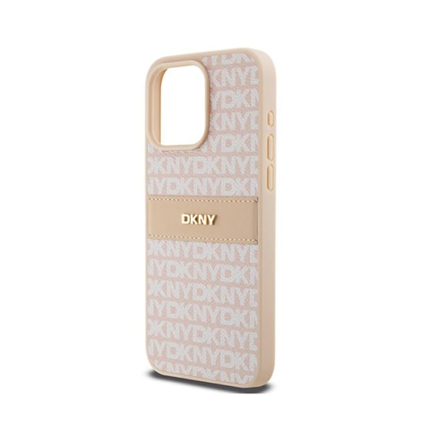 DKNY Læder Mono Stripe & Metal Logo - Etui til iPhone 15 Pro Max (Pink)