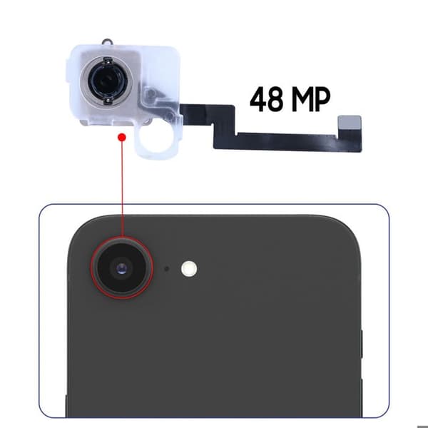 Huvudbakre kamera för iPhone 16e 48MP Svart