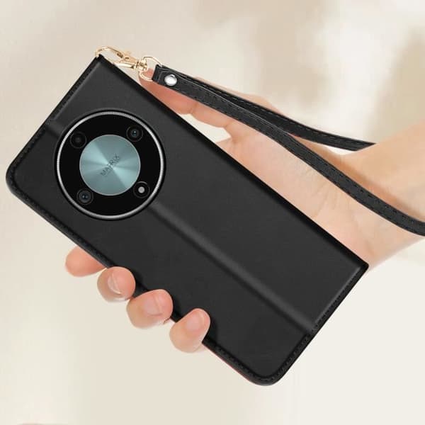 Smartphoneetui - Honor - Magic 6 Lite 5G - Eco-læder - Sort - Video støtte Svart