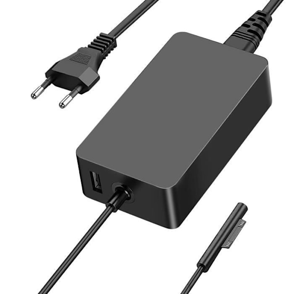 Laddare Vägg - AVIZAR - 194837-SEC-SURPRO - 44W - Inbyggd USB - Kompatibel med Surface Pro 4/5/6 Svart