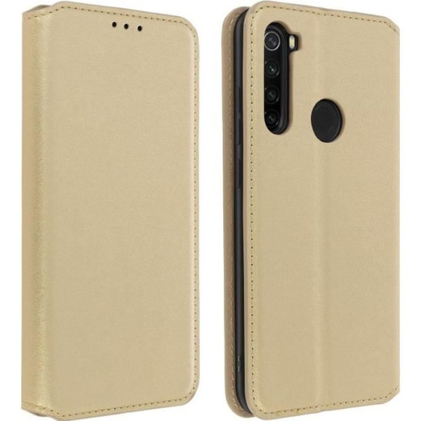 Hus - AVIZAR - Xiaomi Redmi Note 8 - Ekologiskt läder - Stödfunktion - Magnetisk Gult guld