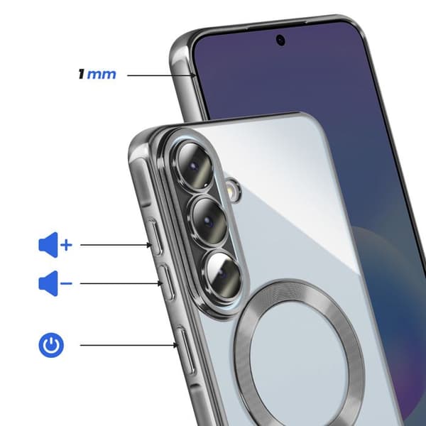 Fodral för Galaxy A57 Kompatibel med MagSafe med Silverfärgad Kant Grå