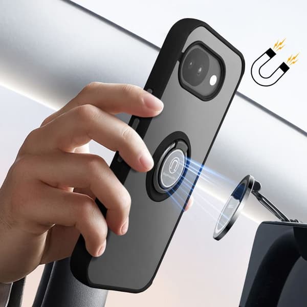 Coque Ring til Google Pixel 10a Forstærket Beskyttelse med Magnetisk Ring Sort Svart