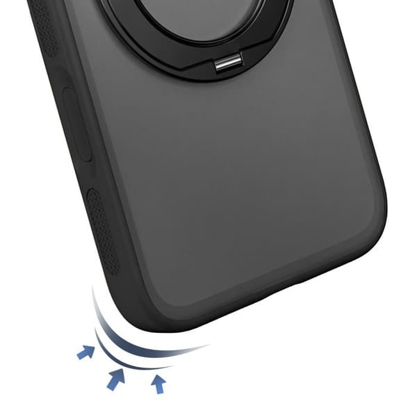 MagSafe-cover til iPhone 18 Pro med gennemsigtig bagside og roterende ring Pango Sort / Transparent Svart / Klar