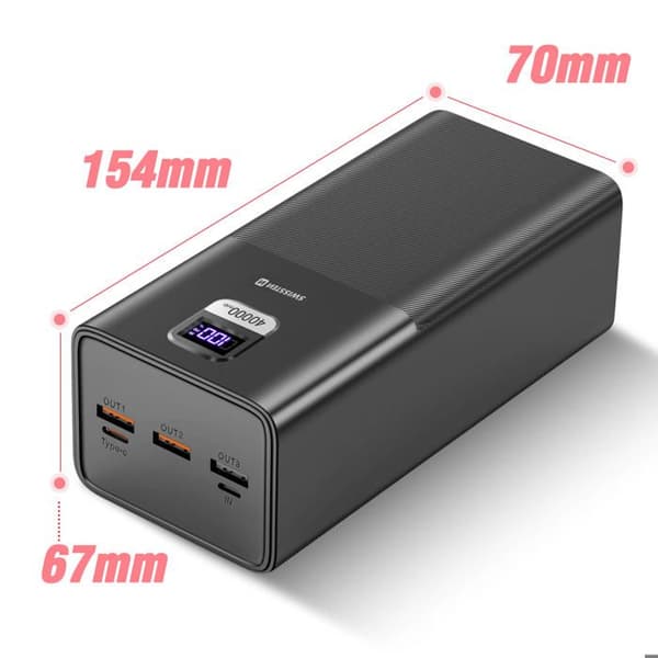 Nødstrømbatteri - SWISSTEN - Power Line Compact - 40000mAh - 100W - Sort Svart