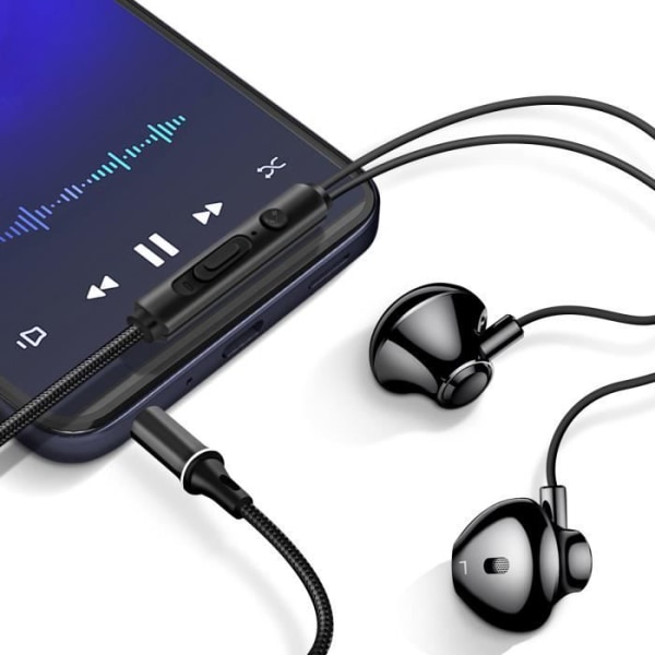 In-ear hovedtelefoner - LINQ - Sort - 3,5 mm stik - Håndfrit sæt - Flettet nylon Svart