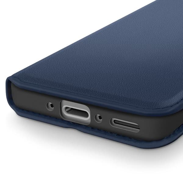 Fodral med lock för Galaxy A37 med kortfack och ställfunktion, mörkblå Blå