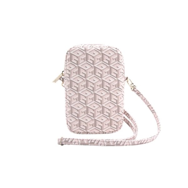 Mobilväska - Guess - Zip GCube Bottom Stripe - Rosa - Ekologiskt läder - Justerbar rem Rosa