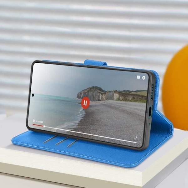 AVIZAR-kotelo Xiaomi Redmi Note 13 5G:lle - Wallet Video Support Blue Blå