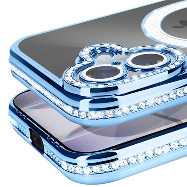 Coque Magsafe - AVIZAR - iPhone 17 - Lys blå - Strassé - Optimal beskyttelse Blå