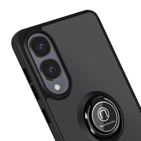 Samsung Galaxy S25 Edge - Magneettirenkaalla varustettu läpinäkyvä musta kuori Svart
