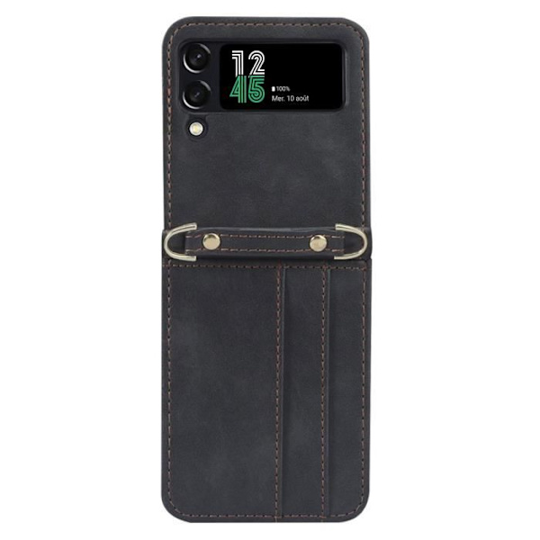 Lompakkokotelo, joka on yhteensopiva Samsung Galaxy Z Flip 4 Leather Blackin kanssa Svart