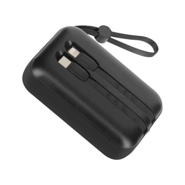Eksternt batteri 10000mAh + Lightning og USB C-kabler Kompakt LinQ Sort