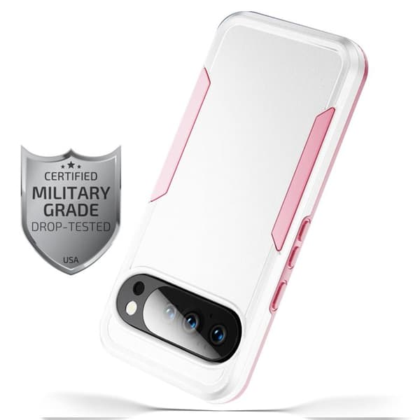 Coque för Google Pixel 10 Pro Ultra Förstärkt Militärstandard Skydd Vit / Rosa Rosa