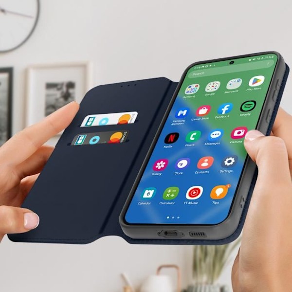 Kotelo Samsung Galaxy S23 FE:lle - AVIZAR - Korttitelineen videotuki Magneettinen läppä - Sininen Blå