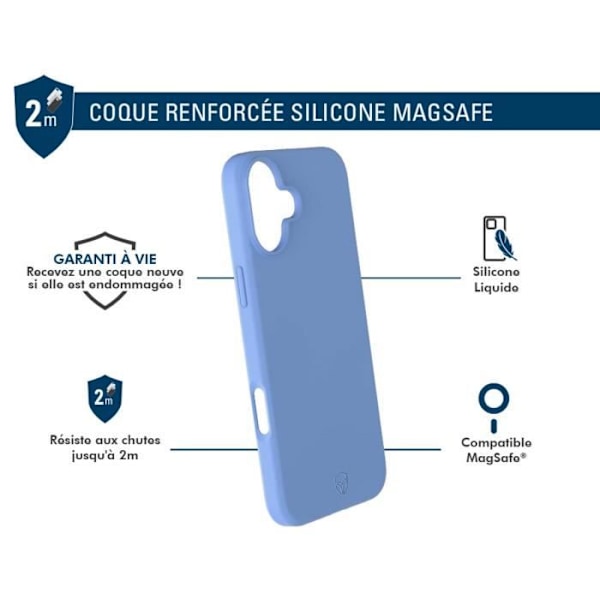 Coque Förstärkt - Skyddsfodral - iPhone 16 - Silikon - Blå - Livstidsgaranti Blå