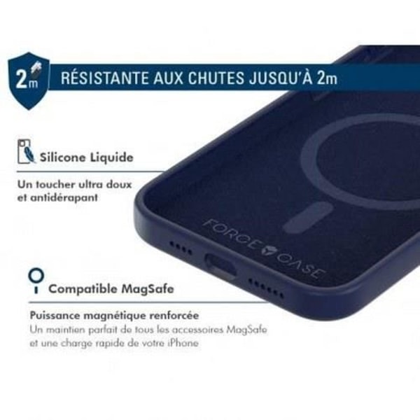 MagSafe-yhteensopiva silikonivahvistettu kotelo iPhone 15 Pro Max Force Case Laivastonsiniselle Blå