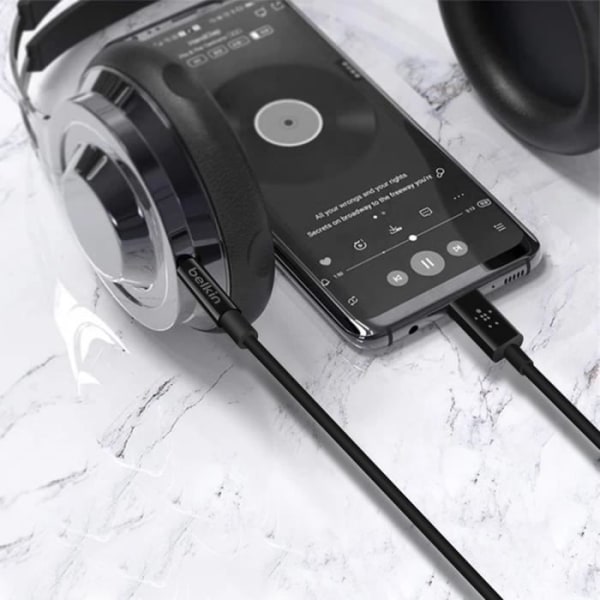 Ljudkabel USB-C till 3,5 mm uttag Högkvalitativt ljud 90 cm Belkin Svart