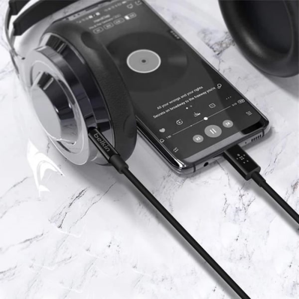 USB-C til 3,5 mm jack-lydkabel Højkvalitetslyd 90 cm Belkin Sort