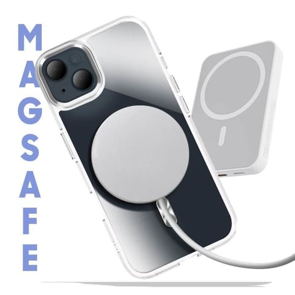 Coque MagSafe för iPhone 14 och 13 Baksidan i Kristallfärg Silver Grå