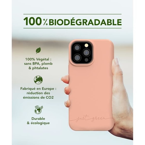 Coque - JUST GREEN - iPhone 13 Pro - Fleksibel - Grainet - Biologisk nedbrydelig Bare Grøn