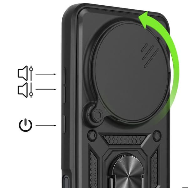 Coque Ring til Honor Magic 8 Pro med Skydelåg til Kamera Stødabsorberende Mayaxess Sort Svart
