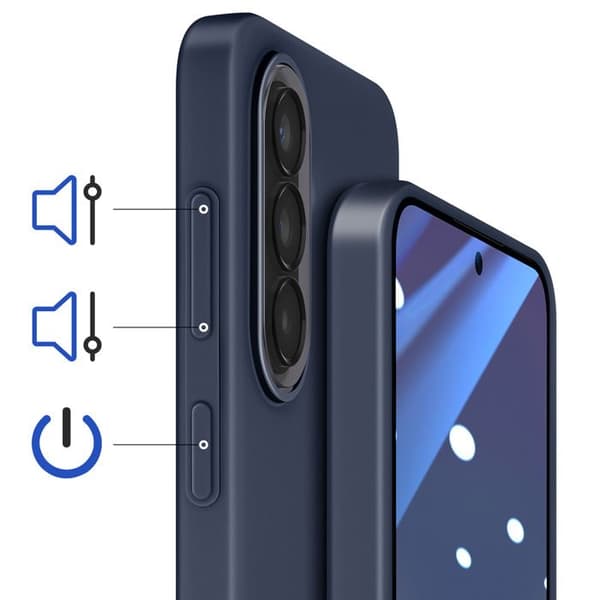 Coque - SAMSUNG - Galaxy A57 - Glat silikone - Mørkeblå - Hævede kanter Blå