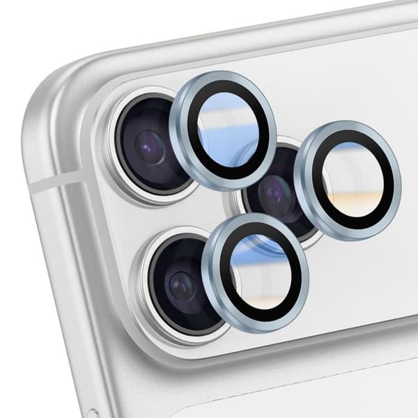 Kamerabeskyttelse - AVIZAR - iPhone 17 Pro Max - Tempereret Glas - Forstærket Kant - Lys Blå Blå