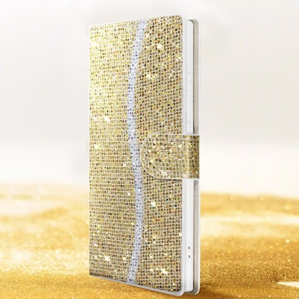 Fodral till Samsung S23 Ultra Glitter Disco Wallet Video Support Guld - AVIZAR - Hårt - Gul Gul